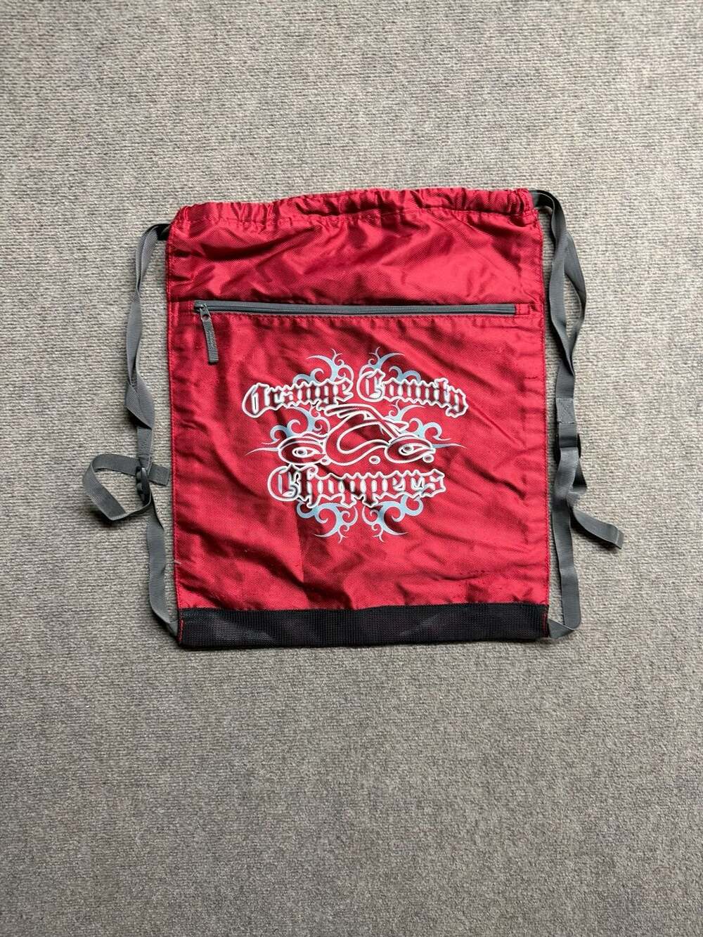 Orange County Choppers Drawstring Backpack Red Cinch Bag Graphic